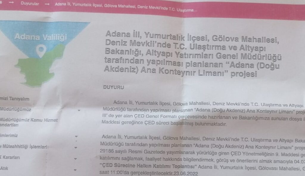Doğu Akdeniz Ana Konteyner Limanını Adana kaptı!