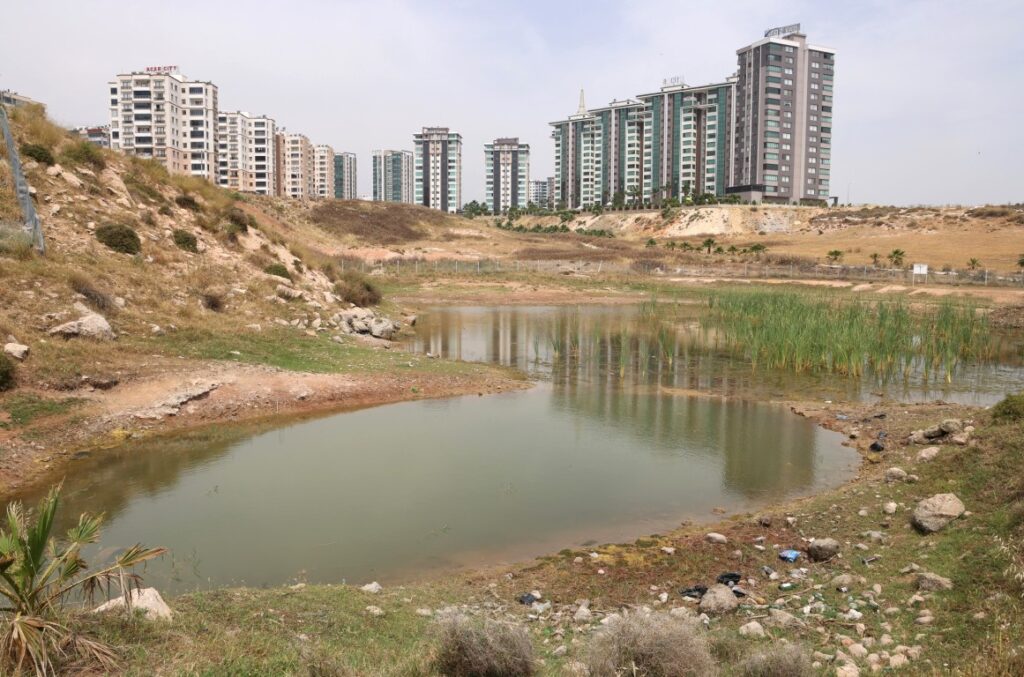 Tehlike saçan gölet güvenli ve modern bir parka dönüşüyor